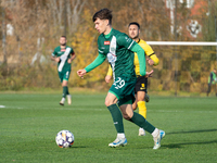 Kacper Rychert participates in the game between Wieczysta Krakow and Olimpia Grudziadz in Krakow, Poland, on November 3, 2024. This is a Bet...