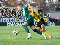 Szymon Krocz participates in the game between Wieczysta Krakow and Olimpia Grudziadz in Krakow, Poland, on November 3, 2024. This is a Betcl...