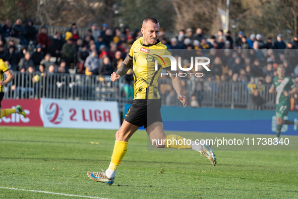 Jacek Goralski participates in the game between Wieczysta Krakow and Olimpia Grudziadz in Krakow, Poland, on November 3, 2024. This is a Bet...