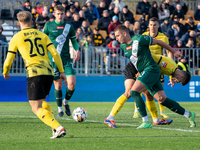 Szymon Krocz participates in the game between Wieczysta Krakow and Olimpia Grudziadz in Krakow, Poland, on November 3, 2024. This is a Betcl...