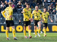 Wieczysta players participate in the game between Wieczysta Krakow and Olimpia Grudziadz in Krakow, Poland, on November 3, 2024. This is a B...