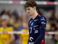 IGOR GROBELNY participates in a match of the PLUS Liga between Stal Nysa and ZAKSA Kedzierzyn Kozle in Nysa, Poland, on November 3, 2024. (