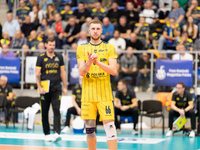 Kamil Kosiba participates in a match of the PLUS Liga between Stal Nysa and ZAKSA Kedzierzyn Kozle in Nysa, Poland, on November 3, 2024. (