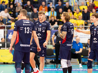 Mateusz Poreba and Mateusz Recko participate in a PLUS Liga match between Stal Nysa and ZAKSA Kedzierzyn Kozle in Nysa, Poland, on November...