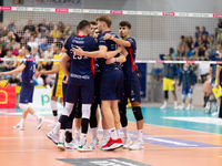 Mateusz Poreba participates in a match of the PLUS Liga between Stal Nysa and ZAKSA Kedzierzyn Kozle in Nysa, Poland, on November 3, 2024. (