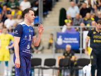 Kamil Szymura participates in a match of the Plus Liga between Stal Nysa and ZAKSA Kedzierzyn Kozle in Nysa, Poland, on November 3, 2024. (