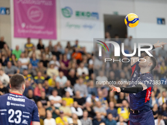 MARCIN JANUSZ participates in a match of the PLUS Liga between Stal Nysa and ZAKSA Kedzierzyn Kozle in Nysa, Poland, on November 3, 2024. (