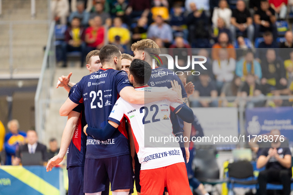 Mateusz Poreba participates in a match of the PLUS Liga between Stal Nysa and ZAKSA Kedzierzyn Kozle in Nysa, Poland, on November 3, 2024. 