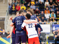 Mateusz Poreba participates in a match of the PLUS Liga between Stal Nysa and ZAKSA Kedzierzyn Kozle in Nysa, Poland, on November 3, 2024. (