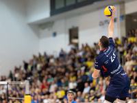 Jakub Szymanski participates in a match of the Plus Liga between Stal Nysa and ZAKSA Kedzierzyn Kozle in Nysa, Poland, on November 3, 2024....