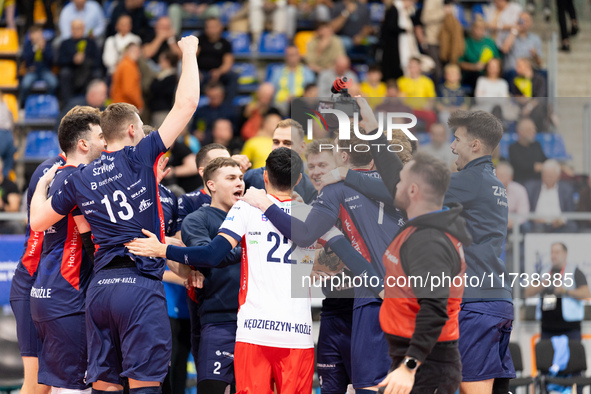 Zaksa plays during a match of the PLUS Liga between Stal Nysa and ZAKSA Kedzierzyn Kozle in Nysa, Poland, on November 3, 2024. 