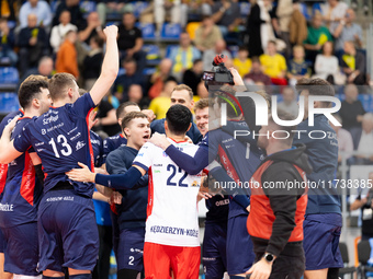 Zaksa plays during a match of the PLUS Liga between Stal Nysa and ZAKSA Kedzierzyn Kozle in Nysa, Poland, on November 3, 2024. (