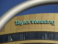 Taylor Wessing signage is displayed in Warsaw, Poland, on November 3, 2024. (