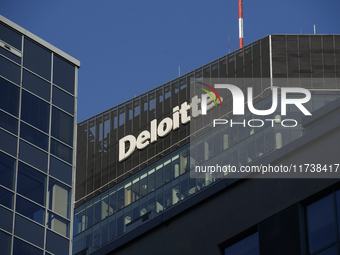 The Deloitte company logo is seen in Warsaw, Poland, on November 3, 2024. (