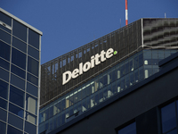 The Deloitte company logo is seen in Warsaw, Poland, on November 3, 2024. (