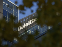 The Deloitte company logo is seen in Warsaw, Poland, on November 3, 2024. (