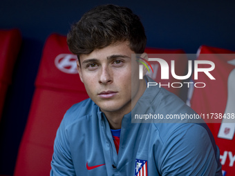 Rodrigo Riquelme of Atletico de Madrid sits on the bench during the La Liga EA Sports 2024/25 football match between Atletico de Madrid and...