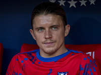 Conor Gallagher of Atletico de Madrid sits on the bench during the La Liga EA Sports 2024/25 football match between Atletico de Madrid and U...