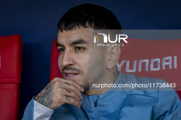 Angel Correa of Atletico de Madrid sits on the bench during the La Liga EA Sports 2024/25 football match between Atletico de Madrid and UD L...