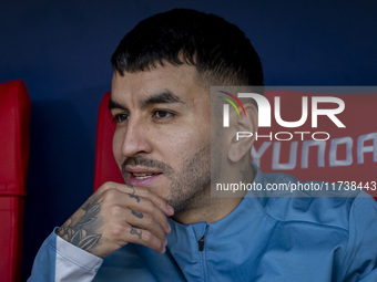 Angel Correa of Atletico de Madrid sits on the bench during the La Liga EA Sports 2024/25 football match between Atletico de Madrid and UD L...