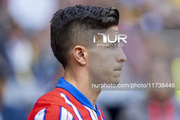 Giuliano Simeone of Atletico de Madrid enters the field during the La Liga EA Sports 2024/25 football match between Atletico de Madrid and U...