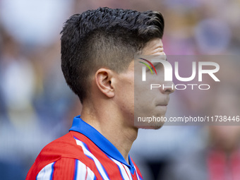 Giuliano Simeone of Atletico de Madrid enters the field during the La Liga EA Sports 2024/25 football match between Atletico de Madrid and U...