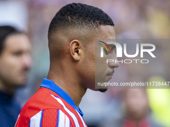 Samuel Lino of Atletico de Madrid enters the field during the La Liga EA Sports 2024/25 football match between Atletico de Madrid and UD Las...