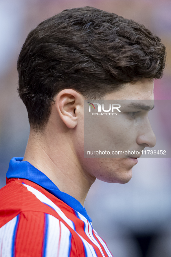 Julian Alvarez of Atletico de Madrid enters the field during the La Liga EA Sports 2024/25 football match between Atletico de Madrid and UD...