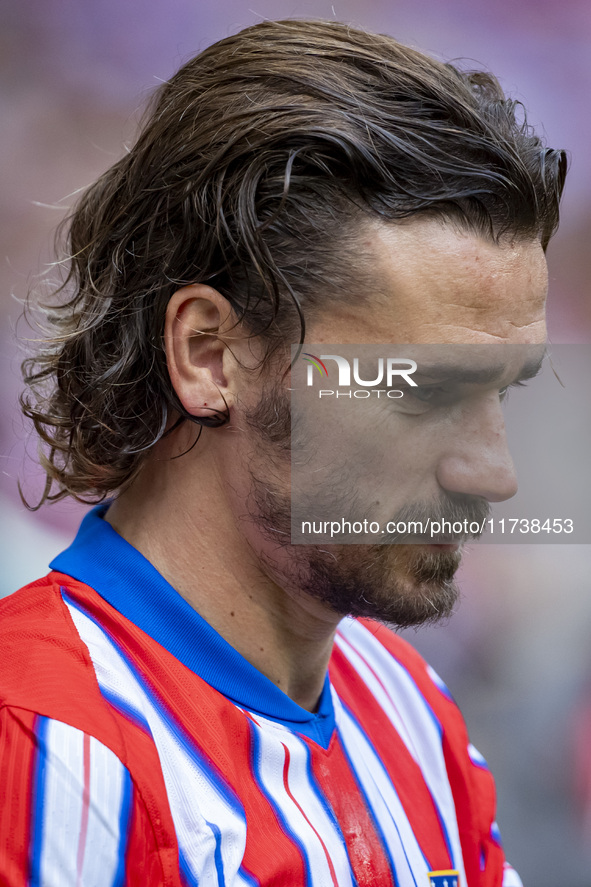 Antoine Griezmann of Atletico de Madrid enters the field during the La Liga EA Sports 2024/25 football match between Atletico de Madrid and...