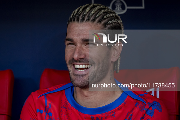 Rodrigo De Paul of Atletico de Madrid sits on the bench during the La Liga EA Sports 2024/25 football match between Atletico de Madrid and U...