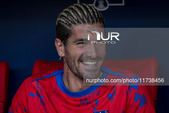 Rodrigo De Paul of Atletico de Madrid sits on the bench during the La Liga EA Sports 2024/25 football match between Atletico de Madrid and U...