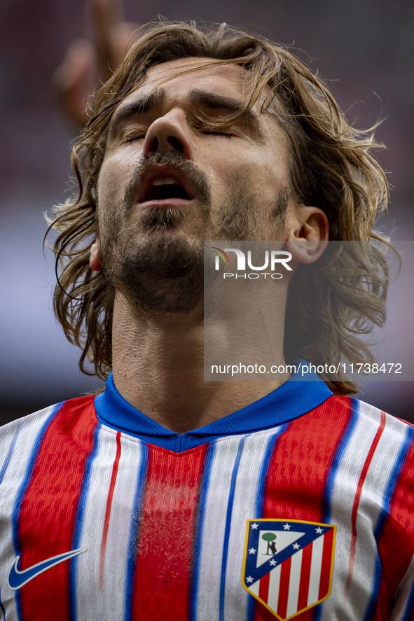 Antoine Griezmann of Atletico de Madrid appears disappointed during the La Liga EA Sports 2024/25 football match between Atletico de Madrid...