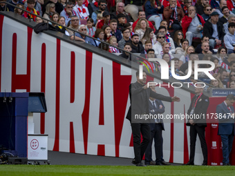 Diego Pablo Simeone, head coach of Atletico de Madrid, is seen during the La Liga EA Sports 2024/25 football match between Atletico de Madri...