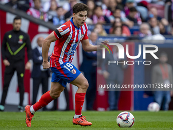 Julian Alvarez of Atletico de Madrid is in action with the ball during the La Liga EA Sports 2024/25 football match between Atletico de Madr...