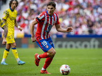 Julian Alvarez of Atletico de Madrid is in action with the ball during the La Liga EA Sports 2024/25 football match between Atletico de Madr...