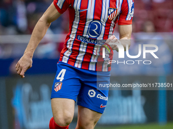 Conor Gallagher of Atletico de Madrid is in action with the ball during the La Liga EA Sports 2024/25 football match between Atletico de Mad...