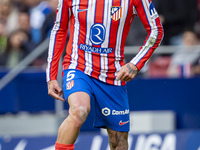 Rodrigo De Paul of Atletico de Madrid is in action with the ball during the La Liga EA Sports 2024/25 football match between Atletico de Mad...