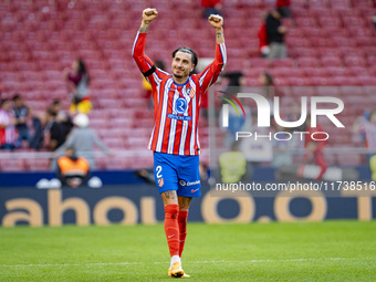 Jose Gimenez of Atletico de Madrid greets the fans during the La Liga EA Sports 2024/25 football match between Atletico de Madrid and UD Las...