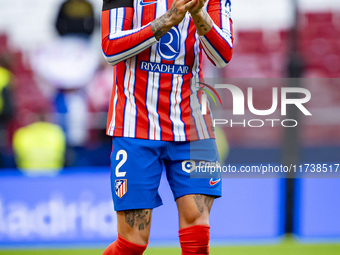 Jose Gimenez of Atletico de Madrid greets the fans during the La Liga EA Sports 2024/25 football match between Atletico de Madrid and UD Las...