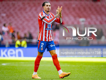 Jose Gimenez of Atletico de Madrid greets the fans during the La Liga EA Sports 2024/25 football match between Atletico de Madrid and UD Las...