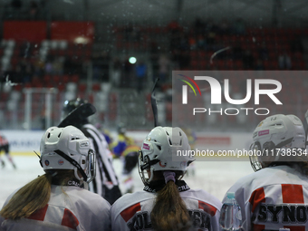 The KS Cracovia 1906 team plays against MMKS Podhale Nowy Targ at the Adam 'Roch' Kowalski ice rink on the occasion of the 20th anniversary...