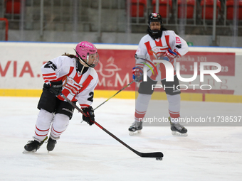 The KS Cracovia 1906 team plays against MMKS Podhale Nowy Targ at the Adam 'Roch' Kowalski ice rink on the occasion of the 20th anniversary...