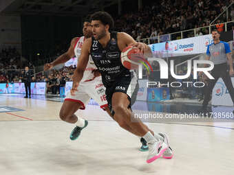 Anthony Lamb of Dolomiti Energia Trentino is in action during the match between Dolomiti Energia Trentino and EA7 Emporio Armani Milano, reg...