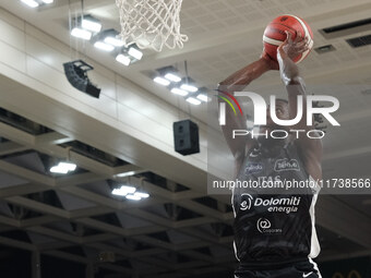 Myles Cale of Dolomiti Energia Trentino dunks during the match between Dolomiti Energia Trentino and EA7 Emporio Armani Milano in the regula...