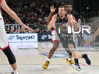 Toto Forray of Dolomiti Energia Trentino is in action during the match between Dolomiti Energia Trentino and EA7 Emporio Armani Milano, regu...