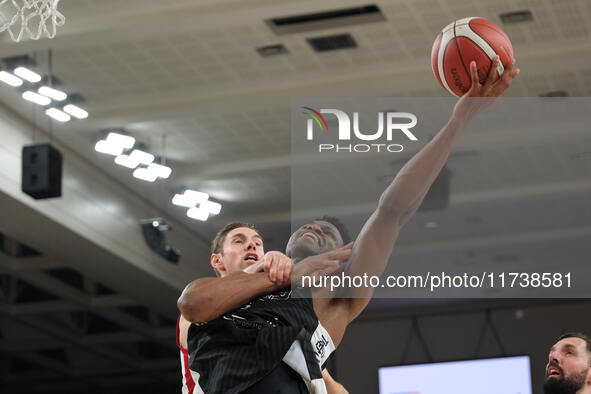 Anthony Lamb of Dolomiti Energia Trentino is in action during the match between Dolomiti Energia Trentino and EA7 Emporio Armani Milano, reg...