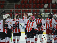 The KS Cracovia 1906 team plays against MMKS Podhale Nowy Targ at the Adam 'Roch' Kowalski ice rink on the occasion of the 20th anniversary...