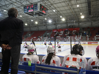 The KS Cracovia 1906 team plays against MMKS Podhale Nowy Targ at the Adam 'Roch' Kowalski ice rink on the occasion of the 20th anniversary...