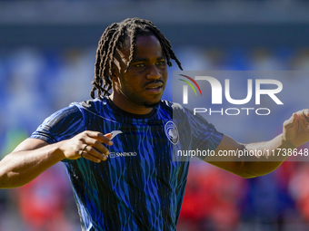 Ademola Lookman of Atalanta BC warms up before the Serie A match between SSC Napoli and Atalanta BC at Stadio Diego Armando Maradona Naples...