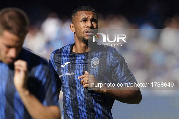 Isak Hien of Atalanta BC warms up before the Serie A match between SSC Napoli and Atalanta BC at Stadio Diego Armando Maradona Naples Italy...